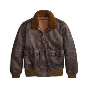 Blouson Aviateur Homme en Cuir Épais avec Col en Peau de Mouton, Résistant au Vent, Style Vintage, Personnalisable OEM, Vêtement d'Extérieur de Luxe Héritage - Product Image 1