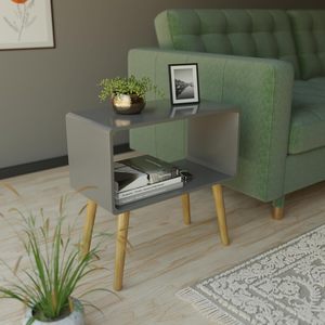 Retro Bookcase Nightstand, End <b>Table</b>, Bed <b>Side</b> <b>Table</b> for Small Spaces Magazine Stand with <b>Storage</b> Engineered Wood - Product Image 3