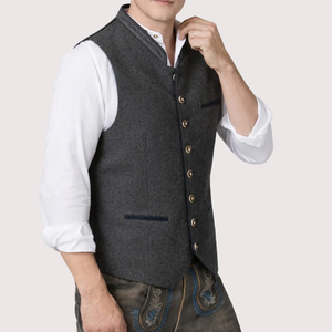 Hot Sale Men's Traditional German Bavarian Trachten Vest Reversible Breathable Autumn Mandarin Collar Polyester/Cotton Blend - Product Image 2