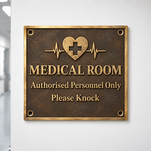 Custom Sensor Healthcare Facility Door Plate Brass Number Sign with Modern Elegant <b>Engraved</b> Finish - Product Image 3