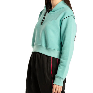 Sudadera con Capucha para Mujer PENTO INDUSTRY, Color Verde Menta, Manga Larga, Hombros Caídos, Tejido de Algodón Transpirable de Secado Rápido - Product Image 3