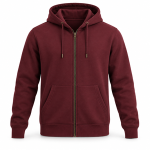 Men's Full <b>Zip</b> <b>Hoodie</b> with Drawstring Hood, Front <b>Pockets</b>, Ribbed Cuffs and Hem, Solid Color, Casual Streetwear Outerwear - Product Image 3