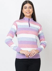 Pull zippé à manches longues en acrylique épais et élégant pour femme, idéal pour les occasions décontractées, exportateur indien à prix de gros - Product Image 3