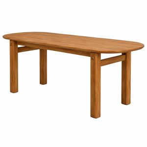 โต๊ะรับประทานอาหารทรงแคปซูลไม้สักแท้ ขาแบบ Through-Tenon ดีไซน์ร่วมสมัย เป็นมิตรกับสิ่งแวดล้อม รองรับผู้นั่งได้ 8 คน - Product Image 2