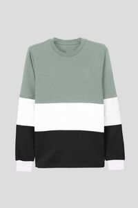Nouvel Arrivage – Sweat-shirt Homme à Col Rond avec Blocs de Couleurs, Qualité Supérieure, Vert Pomme, 100% Coton Mélangé pour l'Automne - Product Image 4
