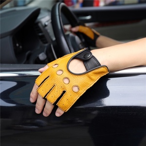 Gants de conduite en cuir de mouton véritable, mitaines sans doigts, de haute qualité, nouveaux modèles 2022 - Product Image 2