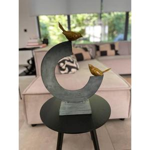 Sculpture d'oiseau moderne en aluminium pour extérieur, décoration de jardin, patine verte, forme croissant, pièce d'art, artisanat métallique, ornement - Product Image 6