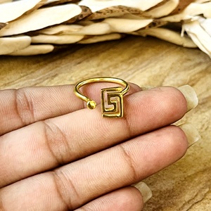 Modern Best Minimalist Greek <b>Key</b> <b>Ring</b> Minimalist Brass <b>Rings</b> For Women 18k Gold Plated Meander Geometric Jewelry Wholesale/OEM - Product Image 5