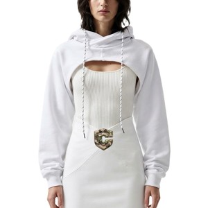 Sudaderas con Capucha Blancas Ultra-Cortadas Personalizadas para Mujer, Manga Larga, Emblema de Camuflaje, Estilo Casual, Moda Urbana, Fabricación OEM - Product Image 1