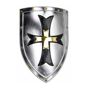 Escudo de Caballero Templario Medieval Hecho a Mano en Acero Pulido para Cosplay, Reenactamiento, Halloween, Día de San Valentín y Fiesta de Pascua - Product Image 1