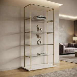 Modern Brass Wall <b>Shelf</b> Three Layer Rectangle Storage Rack Chrome Plated Metal Mounted Unit <b>Bathroom</b> Decor - Product Image 2