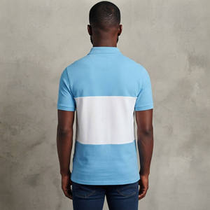 Camiseta de Alta Calidad para Hombre, Azul y Blanca, con Logotipo Frontal, Manga Corta, Informal, de Punto, de Algodón - Product Image 2