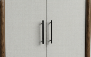 Aparador Moderno de 2 Puertas de Roble Macizo con Puertas de MDF, Madera Natural, Tela Blanca, Ecológico, para Almacenamiento en la Sala de Estar - Product Image 6