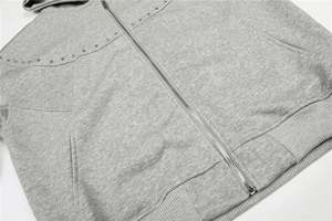 Nueva llegada, sudadera con capucha unisex gris personalizada de algodón/poliéster con cremallera, estilo oversized, con detalles de diamantes de imitación, ropa informal de calle. - Product Image 3
