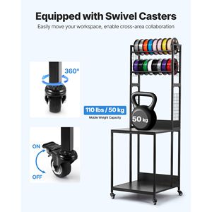 Carrello porta filamenti per stampante 3D a 4 livelli con ruote e supporto per bobine - Product Image 3