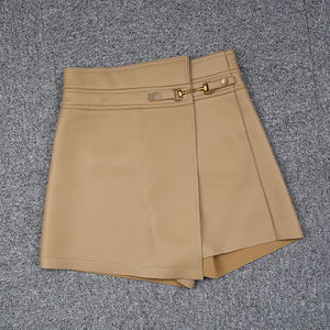 Shorts décontractés pour femme PIHA SPORTS en cuir véritable, taille mi-haute, jambe large, imperméables, séchage rapide, écologiques, avec fermeture boutonnée, pour adolescentes - Product Image 3