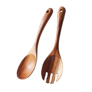 Cuillère fourchette à salade en bois, pour ustensiles de cuisine, spatule ensemble de cuillères antiadhésives 2 pièces pour la taille personnalisée et au meilleur poli - Product Image 1