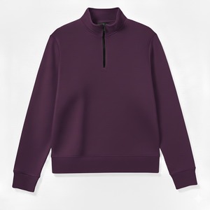 เสื้อกอล์ฟแขนยาวสีม่วงปี 2026 แบบซิป ¼ ตัว แห้งเร็ว ผลิตจากผ้าโพลีเอสเตอร์ถัก สวมใส่สบาย - Product Image 1