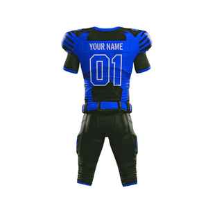Maillot de football américain personnalisé unisexe col en V manches courtes noir bleu sublimé anti-humidité maille régulière uniforme - Product Image 2