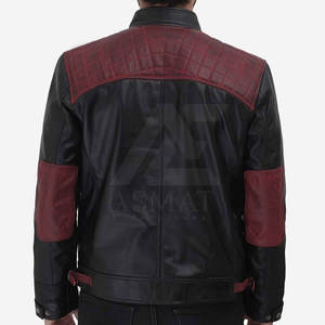 Veste en cuir véritable tendance pour homme, style Cafe Racer, avec col montant et fermeture éclair sur le devant - Product Image 6