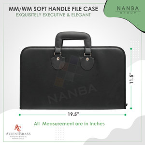 MMWM Classic Luxury High Quality Eco-friendly Black Imitation Leather Hard Handle Square Half <b>File</b> Case | Masonic Design Cordura - Product Image 3