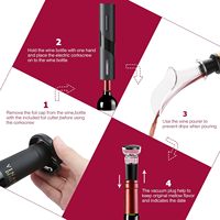 Ensemble cadeau ouvre-bouteille électrique rechargeable 4-en-1 avec verseur de vin, bouchon à vide et coupe-capsule