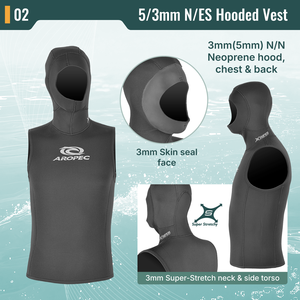 Aropec Gilet à capuche en néoprène 5/3 mm à libération d'air GBS Super Stretch, sous-vêtement de plongée pour homme OEM/ODM - Product Image 3