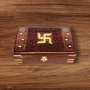 กล่องเก็บของไม้แกะสลักสวยงาม ดีไซน์คลาสสิก เป็นมิตรกับสิ่งแวดล้อม ใช้จัดระเบียบได้อเนกประสงค์ ตกแต่งบ้าน กล่องของขวัญ - Product Image 2