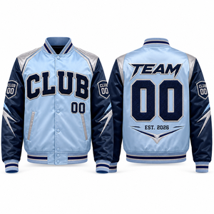 Chaqueta Varsity Club 00 para Hombre, Azul Claro Marino, Diseño con Letras Bordadas, Estilo Workwear, Ropa de Invierno, Logotipo Frontal, Forro Polar, Duradera - Product Image 1