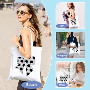 Soccer <b>Tote</b> Bag Premium <b>Canvas</b> Football Print Carry Bag Reusable Eco Friendly Shopping <b>Tote</b> For Sports Gym Travel - Product Image 5