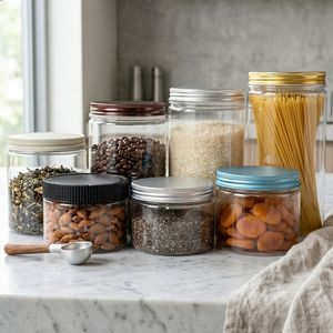 Wholesale <b>Small</b> Clear PET Candy Jar Lid 50ml 4oz 8oz Food Grade Cookie Chocolate <b>Container</b> Custom Color Custom Design Vietnam - Product Image 5
