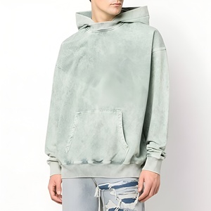 Sweat à capuche oversize délavé pour homme, style streetwear vintage, en molleton, coupe décontractée, mode urbaine, vente en gros OEM - Product Image 5