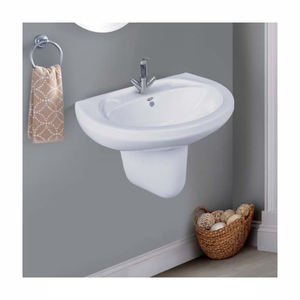 Lavabo redondo con revestimiento eléctrico de diseñador para colgar en la pared de cerámica de alta calidad, estilo moderno para Hotel TableTop Apartment Bathroom - Product Image 1