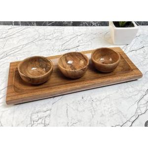 Petits bols en bois d'acacia avec cuillères, bols de service en bois, design minimaliste, finition en grain de bois naturel non traité, pour servir les aliments - Product Image 3