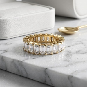 4.00CTW Emerald Cut Diamond Bar <b>Set</b> Wide Eternity Wedding Band <b>Ring</b> for <b>Women</b> Luxury Stackable Jewelry <b>Ring</b> - Product Image 1