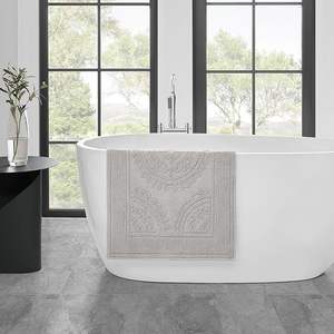 Tapis de bain en coton jacquard moderne au design accrocheur avec logo personnalisé et motif ondulé, écologique et antidérapant - Product Image 4