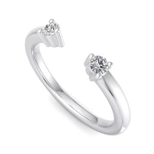 Anillo abierto de oro rosa de lujo con diamantes de corte brillante en forma de pera y redondos, minimalista, ajustable, apilable, joyería de moda para mujer. - Product Image 3