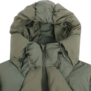 Men's Olive Green Hooded Puffer <b>Jacket</b> Casual Windproof <b>Thick</b> Polyester <b>Fleece</b> Short Loose Fit Zipper Closure Winter Wear - Product Image 3