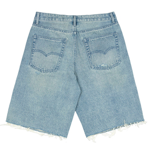 Shorts en jean pour homme, coupe bootcut, taille mi-haute, extensible, déchiré, coupe slim, noir, tissé, style mode, pour l'hiver - Product Image 3