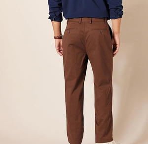 Pantalones Chinos de Algodón para Hombre, Corte Recto, Color Marrón, Cintura Media, Estilo Casual, Cierre de Botones, Estilo Otoñal, Antiarrugas, con Bolsillos Laterales - Product Image 3