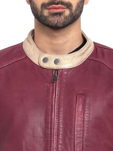 Unisex Cow Skin Leather Motorcycle-style Stand Collar Eco-Friendly Windproof Jacket - Product Image 5