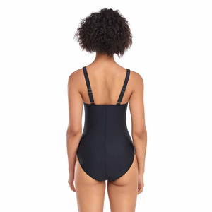 Traje de Baño de Una Pieza para Mujer, Deportivo, Adelgazante, Color Negro, Diseño Paisley, 100% Poliéster - Product Image 2