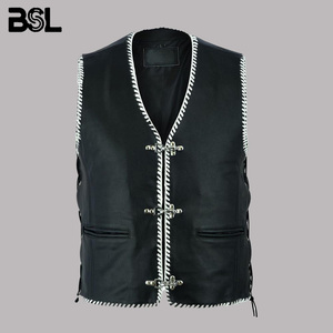 Chaleco de Cuero para Motociclista, Verano, Hombre, Superventas |   Chaleco de equitación transpirable con tallas grandes y cierres metálicos |   Chaleco de motociclista bordado - Product Image 4