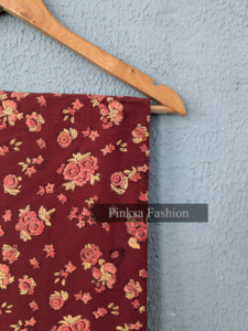 <b>Indian</b> Traditional Maroon Floral Block Print Cotton Fabric Soft Summer Garment Material by Yard - Product Image 2