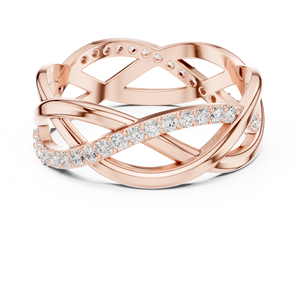 Anillo de Diamantes Color Oro Rosa con Banda Trenzada Infinita, Joyería de Regalo de Aniversario de Bodas para Mujer - Product Image 2