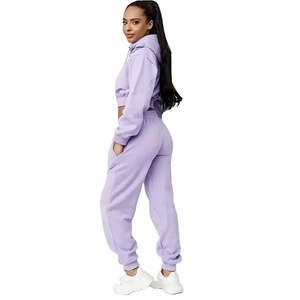 Conjunto de chándal y sudadera con capucha y pantalones de chándal apilados con logotipo personalizado, conjunto de chándal para mujer, conjunto de 2 piezas para mujer, primavera 2025 - Product Image 3