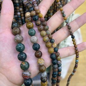 Cuentas Redondas Lisas de Ágata Oceánica Natural para Pulseras, Collares, Fabricación de Joyería DIY, Lote al por Mayor - Product Image 3