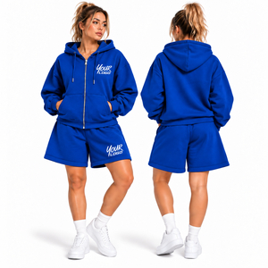 Novedad: Conjunto de Sudadera con Capucha y Pantalón Corto para Mujer, de 2 Piezas, con Cremallera, Ajuste Oversize Personalizado, el Más Vendido - Product Image 4