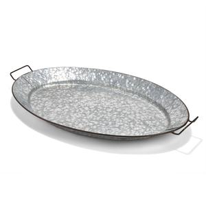 Plateau de service galvanisé de forme ovale fait à la main avec poignée en fil métallique écologique pour la décoration de la maison et de la cuisine - Product Image 1