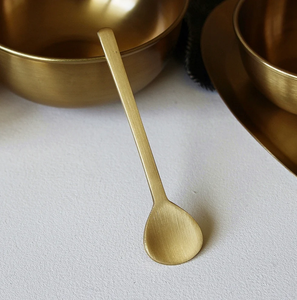 Juego de cubiertos de latón del fabricante, cuchara para café, frutas y postres, cuchara de barra con mango de diseño de hoja - Product Image 5